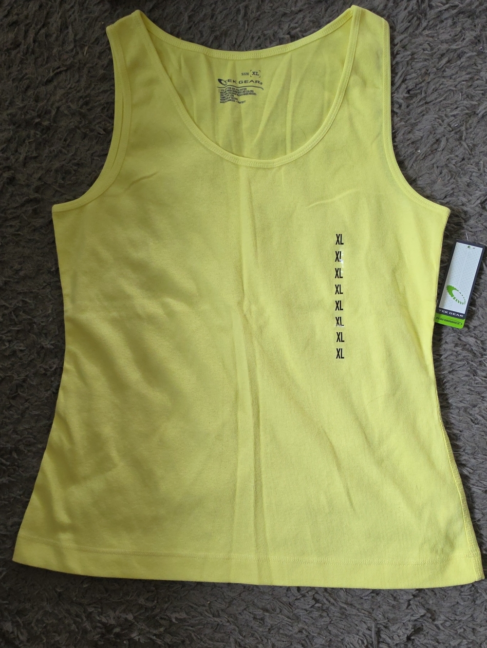 NWT tek gear Sz XL Bright Yellow Scoop Neck Tank Top